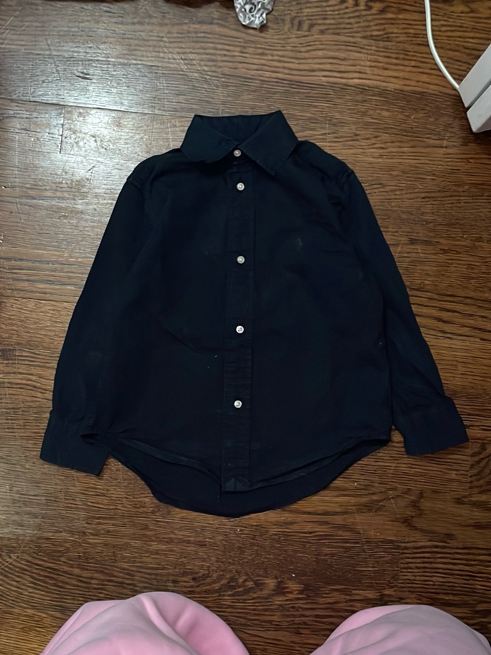 Ralph Lauren Boys Navy Button-Front Dress Shirt